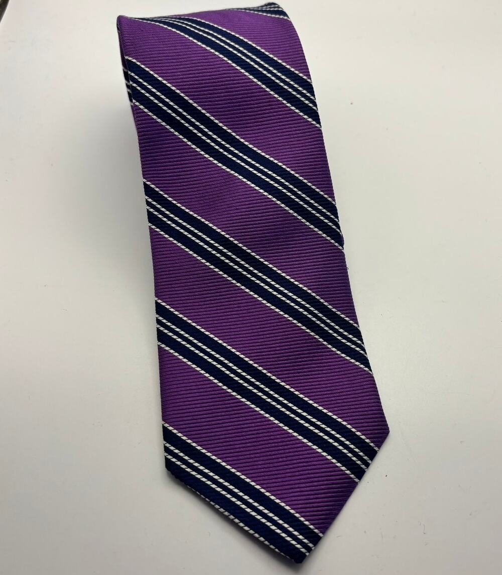 Brooks Brothers Purple Navy Stripe Silk Tie Makers Merchants Classic